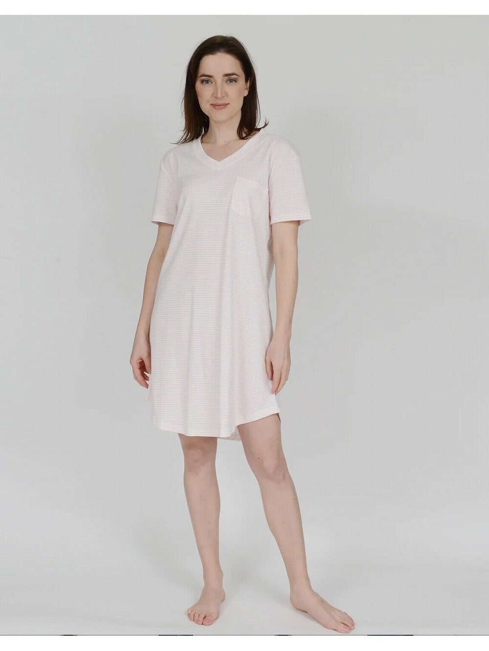 NWT COTN Classic V-Neck Cotton Night Shirt Light Pink Women’s XL
